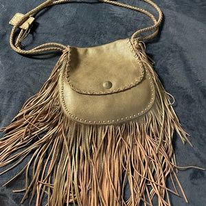 Authentic Ralf Lauren fringed metallic bag